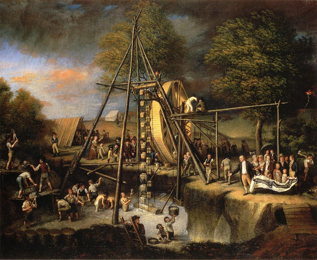 Exhuming the First American Mastodon, 1806 painting by Charles Willson Peale